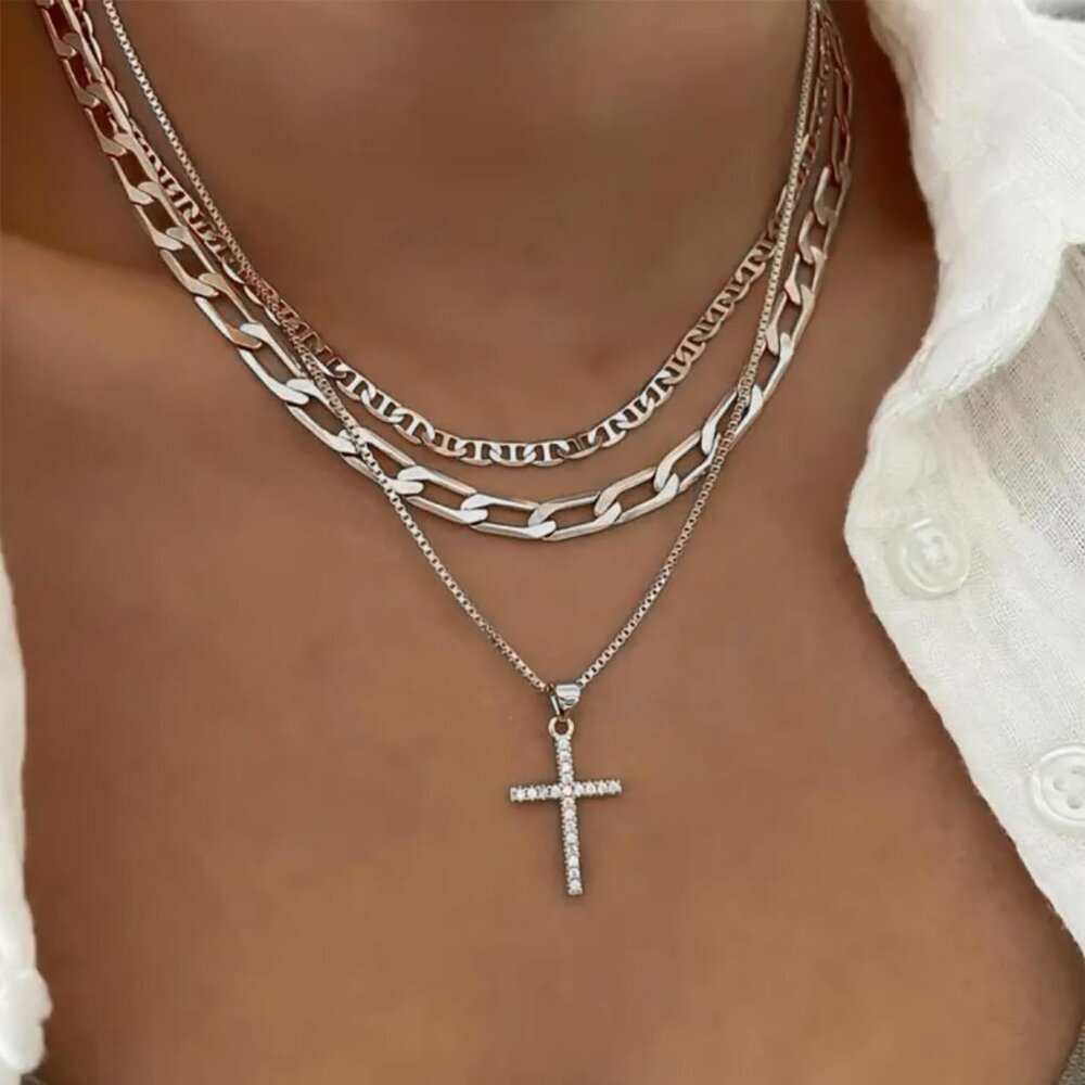 Cross Necklace for Women,Stackable Stacked Stacking Layering Layered Necklaces D - Picture 2 of 5